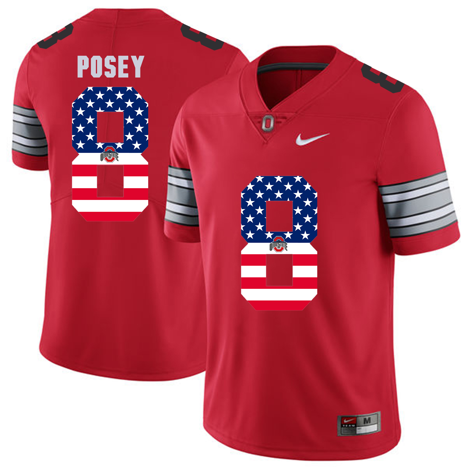 Men Ohio State #8 Posey Red Flag Customized NCAA Jerseys->customized ncaa jersey->Custom Jersey